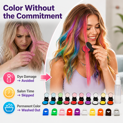12-Color Temporary Hair Chalk Set from xietv™ — Unleash Electric Looks That Fade When You Say Goodbye