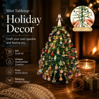 🎄Handmade Elegant Beaded Mini Christmas Tree✨Collectible Premium Holiday Decor Kit