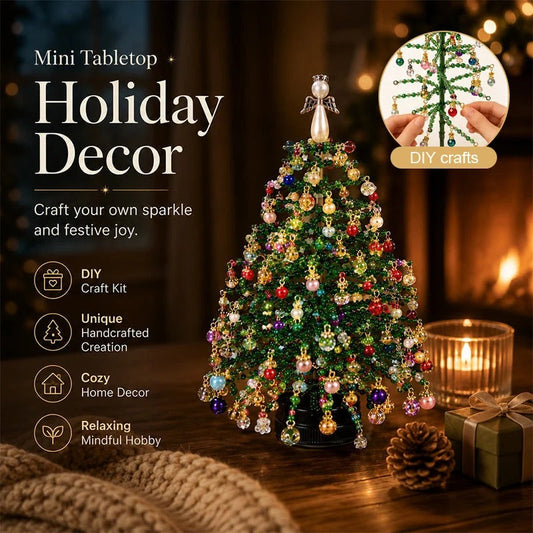 🎄Handmade Elegant Beaded Mini Christmas Tree✨Collectible Premium Holiday Decor Kit